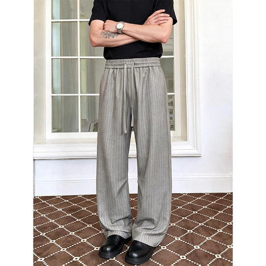 Herren Weit geschnittene Nadelstreifen-Hose mit elastischem Bund und Kordelzug Shop Nory