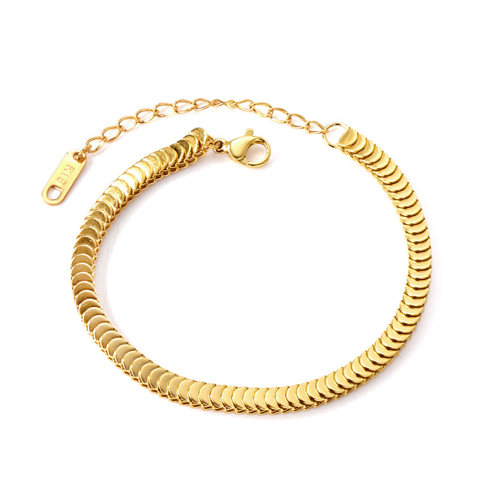Damen Armband mit elegantem Münzdesign und verschließbarem Karabinerverschluss Shop Nory