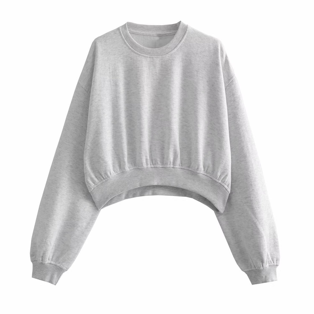 Damen Kurzes Oversize‑Sweatshirt mit gerafftem Saum und Ballonärmeln Shop Nory