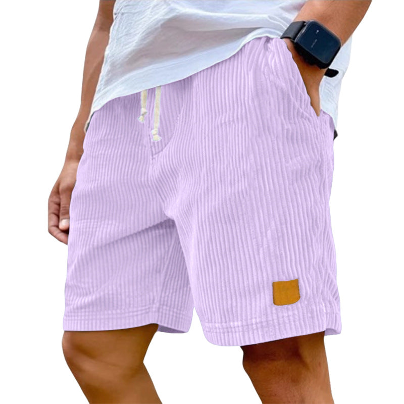 Herren nan Feincord-Shorts mit elastischem Tunnelzugbund, Kordelzug und tiefen Eingrifftaschen Shopnory