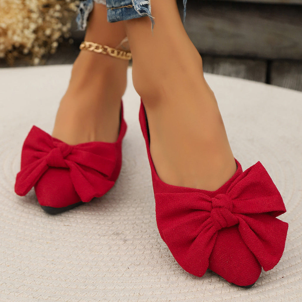 Damen Ballerinas mit eleganter Schleifenapplikation und spitzem Zehenbereich