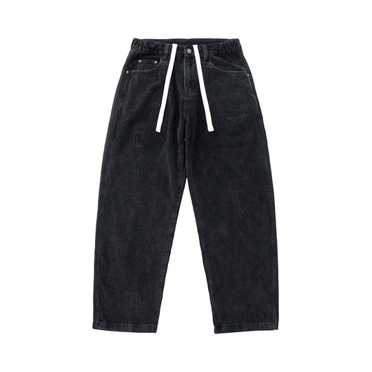 Herren Cordhose im Relaxed-Fit mit elastischem Tunnelzugbund und Used-Details Shop Nory
