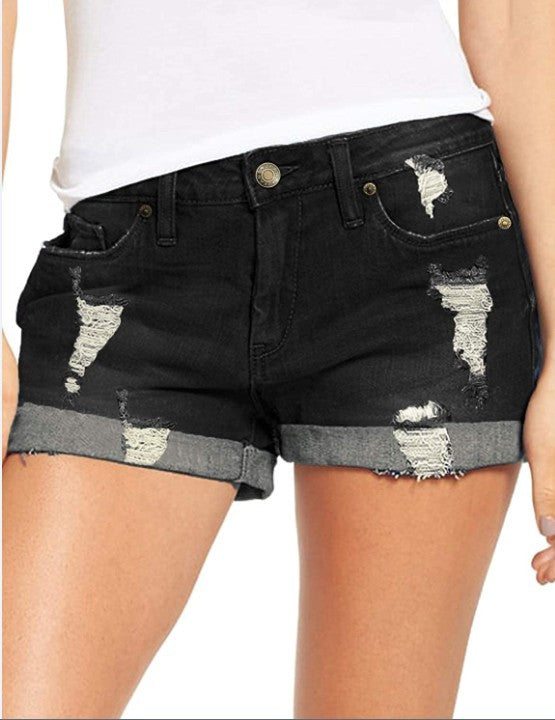 Damen Jeans-Shorts im lässigen Destroyed-Look