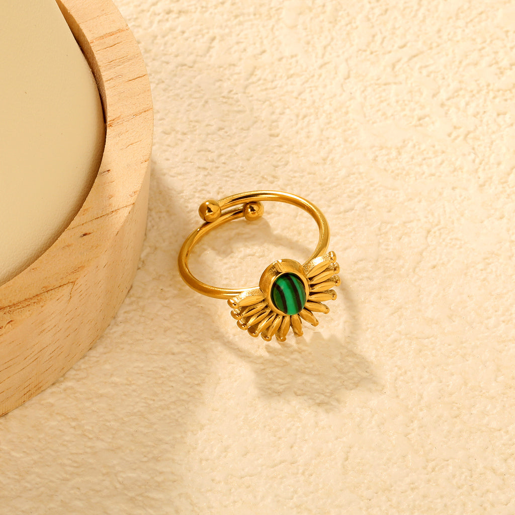 Damen ring mit authentischem Malachit-Edelstein und elegantem goldbeschichtetem Design Shop Nory