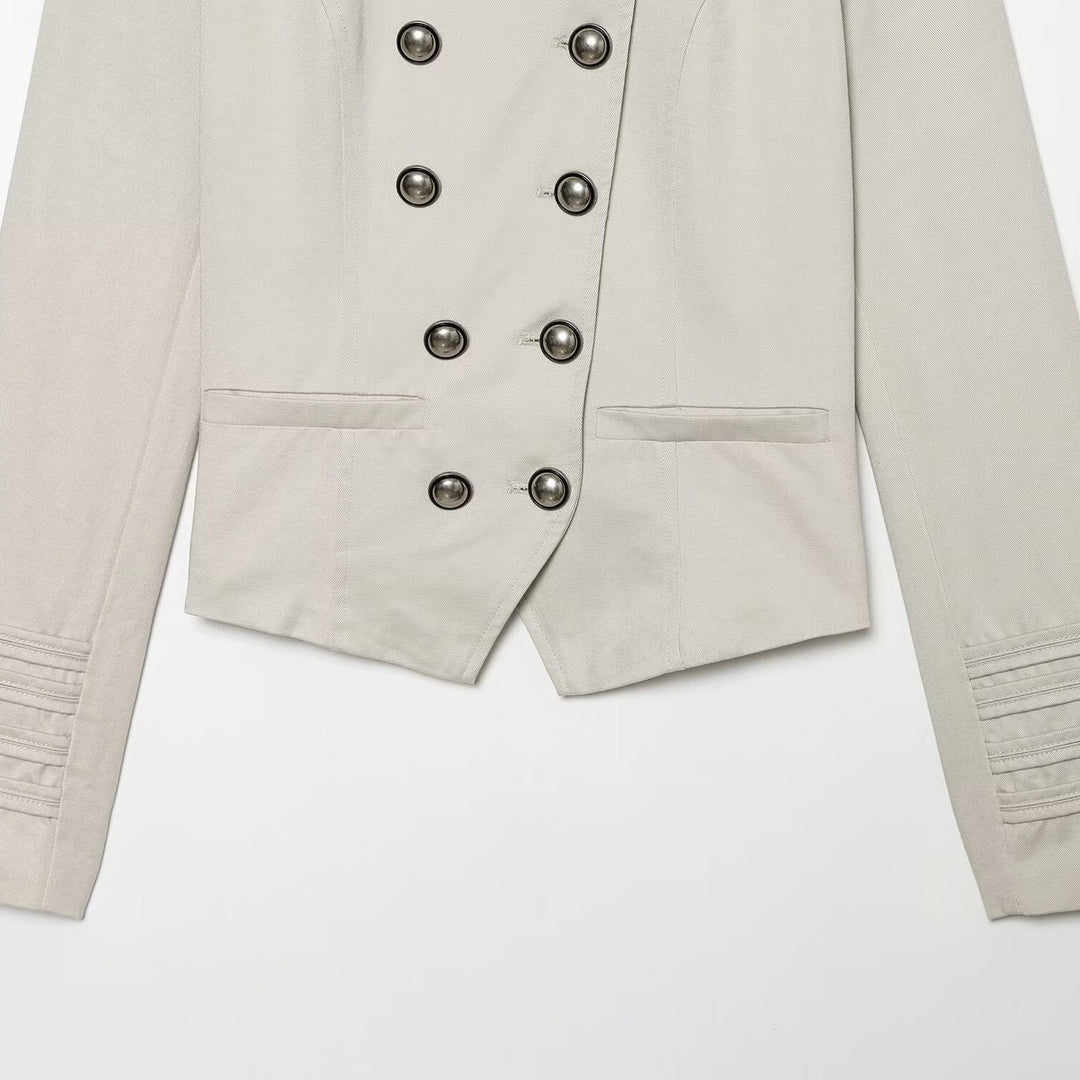 Damen Taillierter kurzblazer im Matrosen‑Military‑Stil mit Stehkragen und dekorativen Zierknöpfen Shop Nory