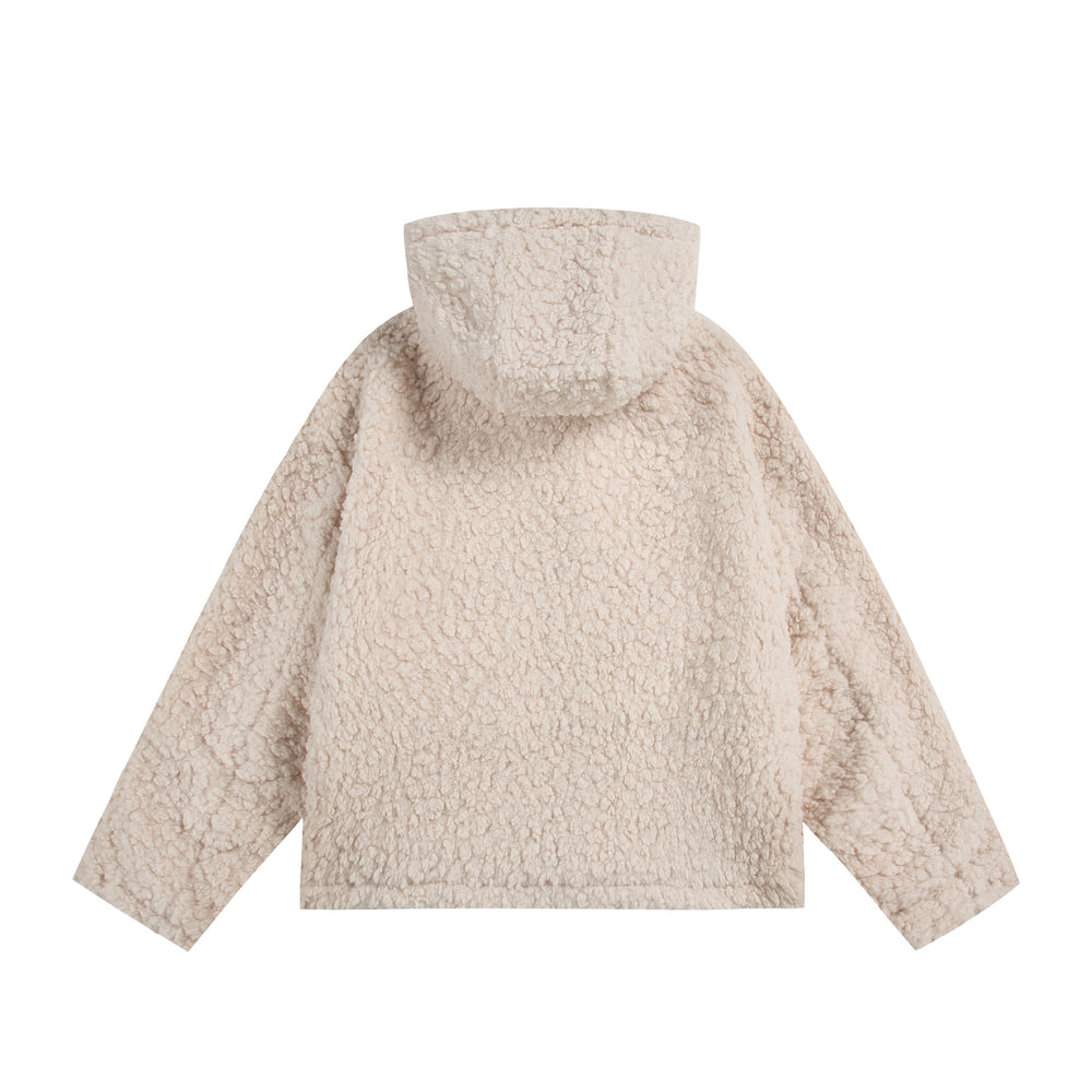 Damen Oversize Sherpa‑Kapuzenjacke mit verdeckter Frontblende und aufgesetzten Taschen Shop Nory