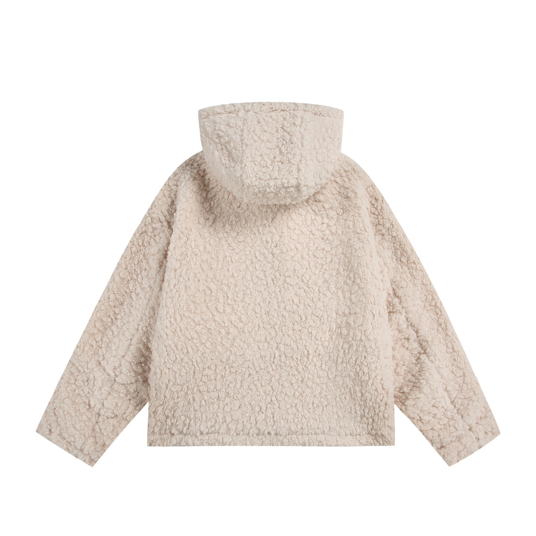 Damen Oversize Sherpa‑Kapuzenjacke mit verdeckter Frontblende und aufgesetzten Taschen Shop Nory