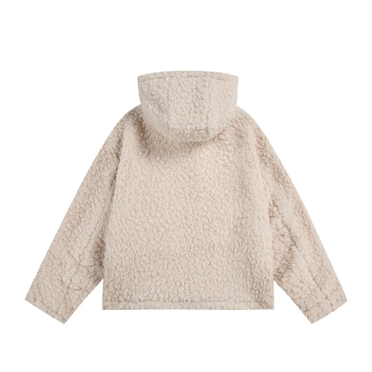 Damen Oversize Sherpa‑Kapuzenjacke mit verdeckter Frontblende und aufgesetzten Taschen Shop Nory