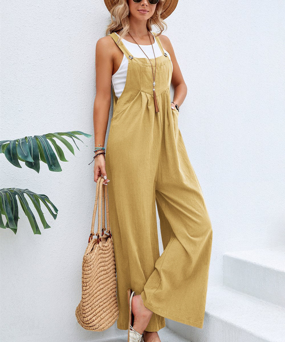 Damen Lässiger Jumpsuit mit weitem Bein und verstellbaren Trägern