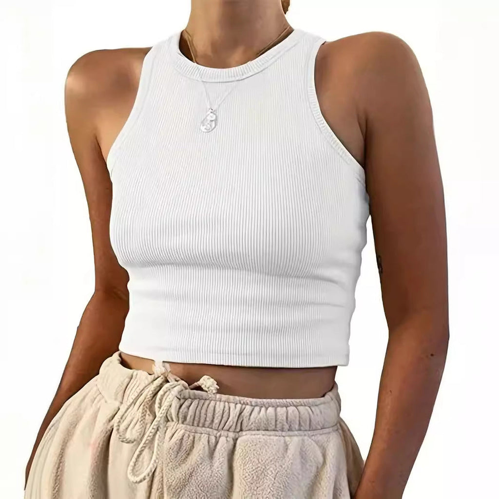 Damen eng anliegendes Crop-Top mit strukturiertem Rippdesign Shopnory