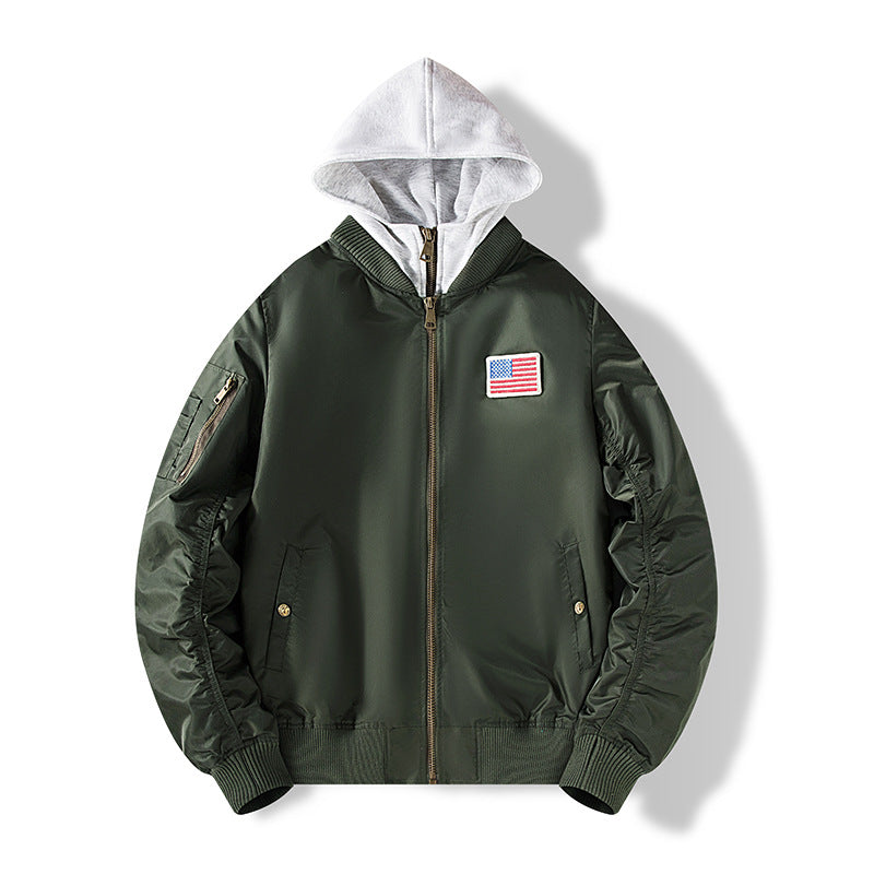 Herren Nylon‑Bomberjacke mit integrierter Sweatkapuze und Ärmel‑Utility‑Tasche Shop Nory