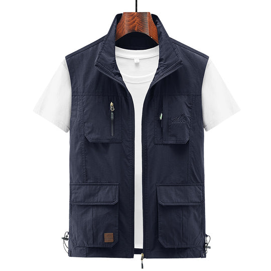 Herren Leichte Utility-Weste mit Stehkragen, Reißverschluss‑Front und Mehrfach‑Zip‑Taschen Shop Nory