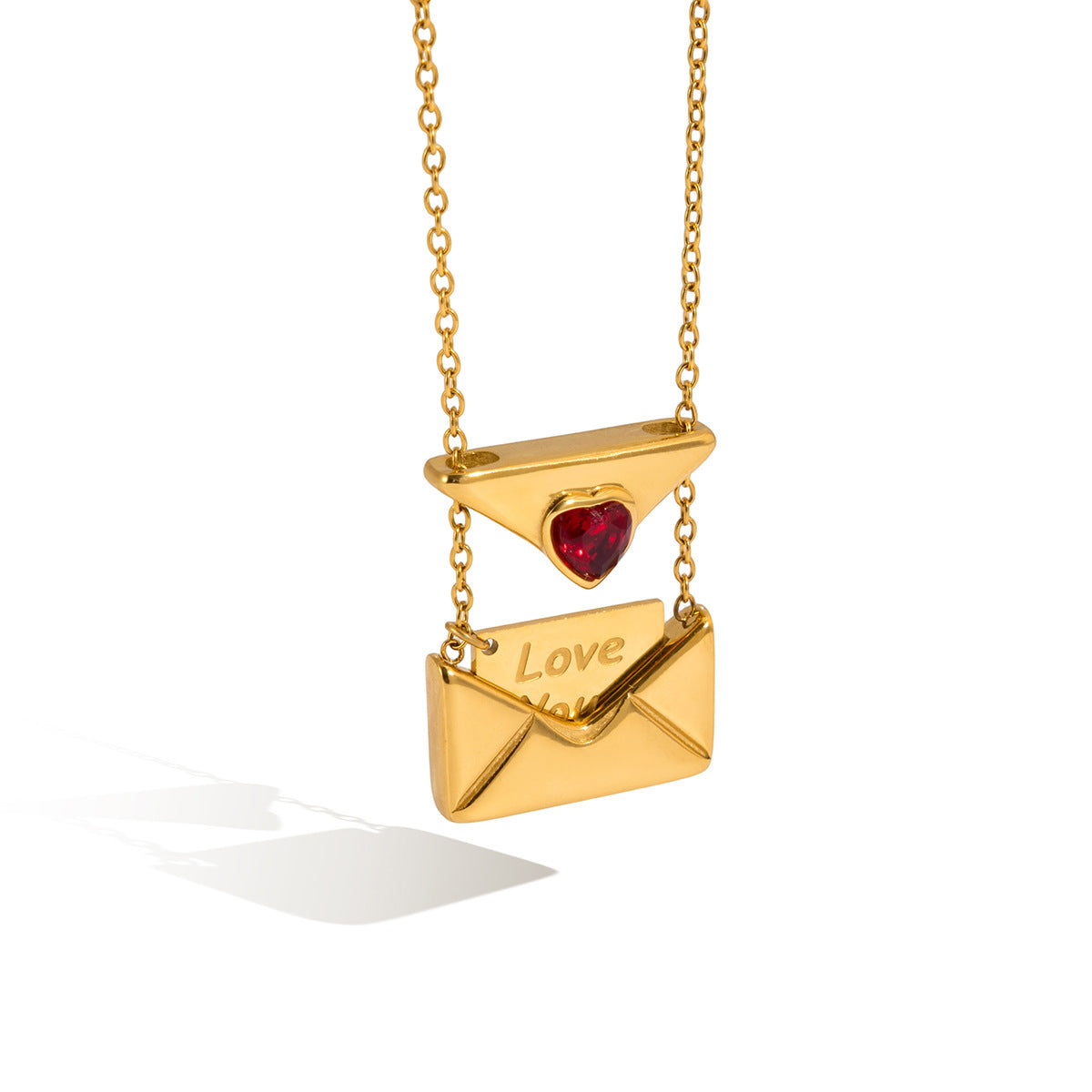 Damen Halskette mit herzförmigem Anhänger und eleganter Liebesbotschaft Shop Nory