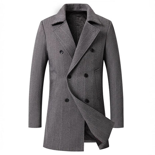 Herren Zweireihiger Fischgrat-Wollmix-Carcoat mit taillierter Schnittführung und gesteppter Thermofütterung Shop Nory