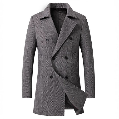 Herren Zweireihiger Fischgrat-Wollmix-Carcoat mit taillierter Schnittführung und gesteppter Thermofütterung Shop Nory