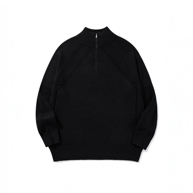 Unisex Strick-Halbzip-Pullover mit hohem Rippkragen und Raglanärmeln Shop Nory