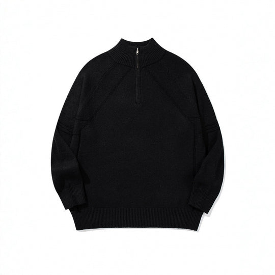 Unisex Strick-Halbzip-Pullover mit hohem Rippkragen und Raglanärmeln Shop Nory