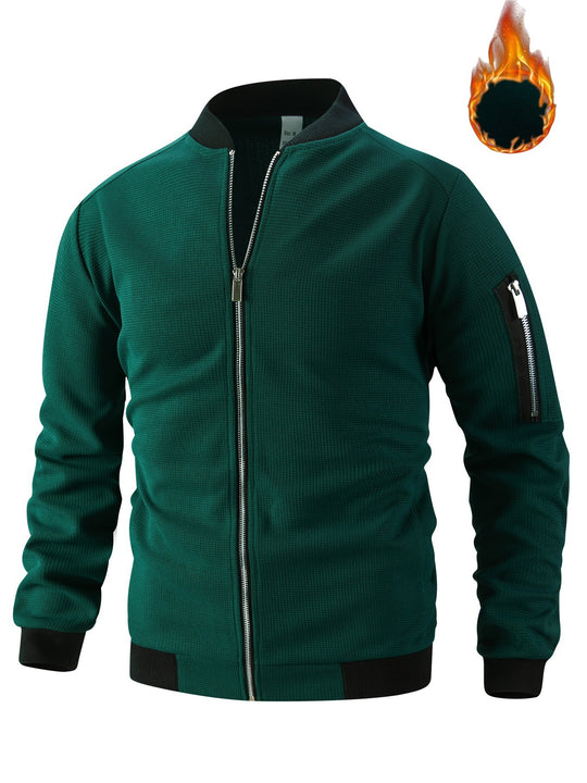 Herren nan leicht wattierte Bomberjacke mit Waffelstruktur, durchgehendem Reißverschluss und Ärmeltasche Shop Nory