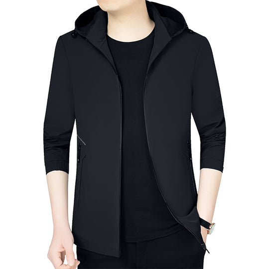 Herren Leichte Kapuzenjacke im urbanen Travel-Style mit Dreiviertelärmeln Shop Nory