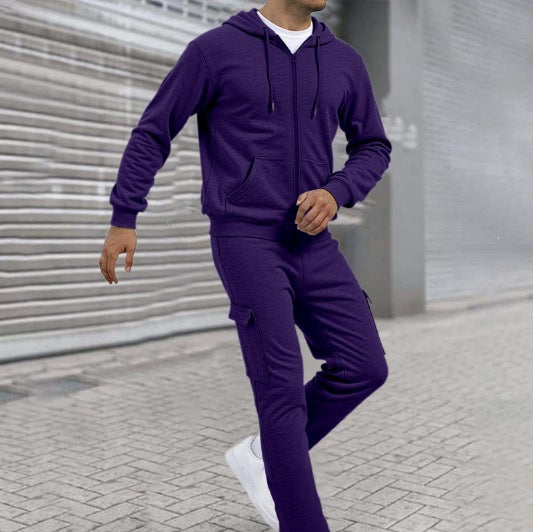 Herren nan athletischer Zip-Sweatset mit Cargo-Jogginghose, ergonomischen Nähten und gerippten Bündchen Shop Nory
