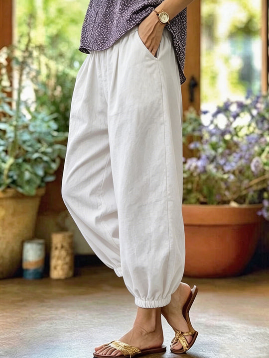 Damen Leichte Leinenhose mit weitem Bein und Kordelzug Shop Nory