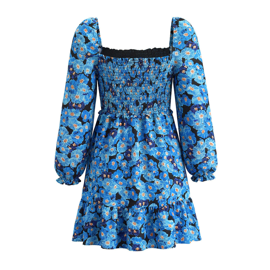 Damen Kurzkleid mit Carmen-Ausschnitt, Smokoberteil und Volantrock Shop Nory