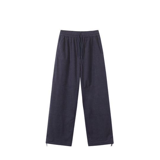 Damen Waffelstrick-Loungehose mit weitem Bein, elastischem Bund und Tunnelzug Shop Nory