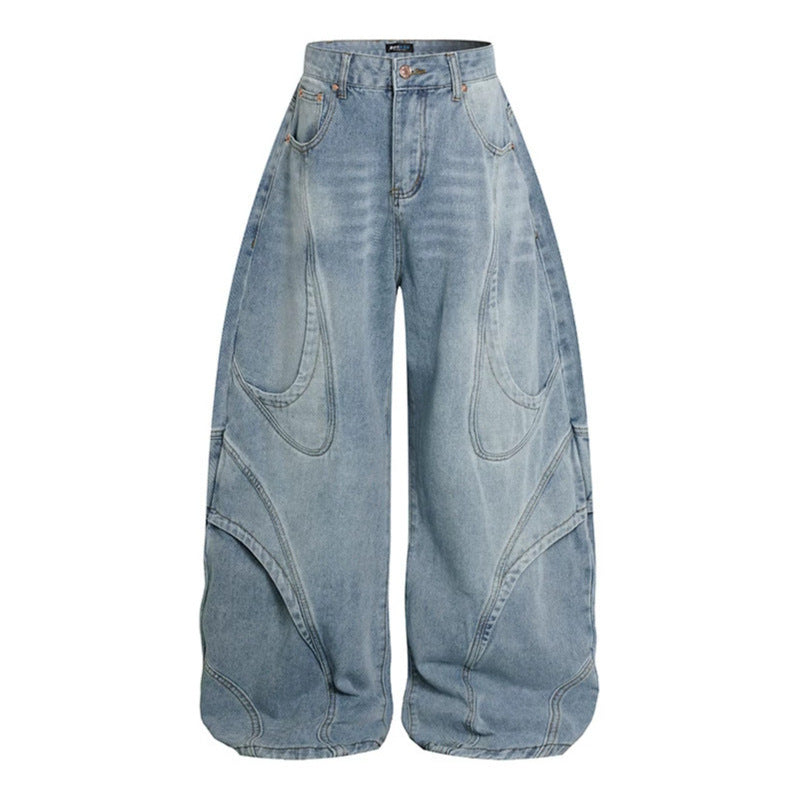 Damen Weite Hochtaillierte Ballon-Jeans mit markanten Panelnähten Shop Nory