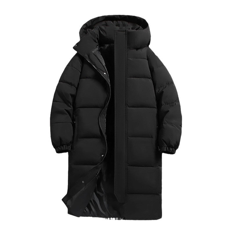 Damen lange Daunenjacke mit hohem Kragen und winddichten Eigenschaften