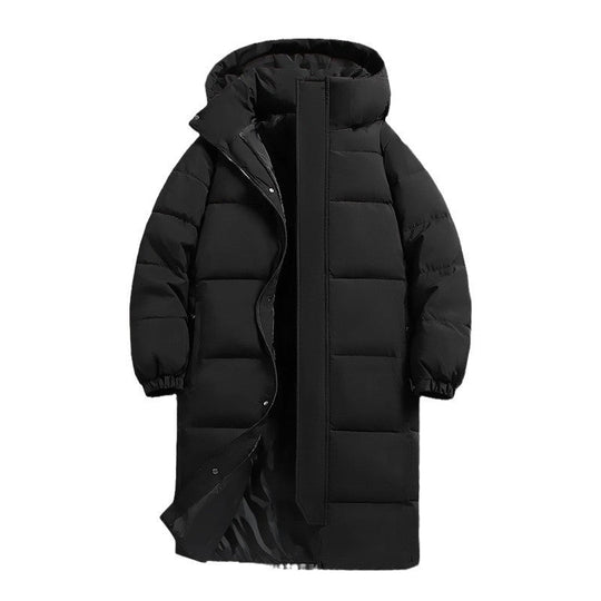 Damen lange Daunenjacke mit hohem Kragen und winddichten Eigenschaften