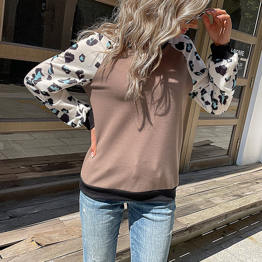 Damen Raglan-Pullover mit Leo-Jacquard-Ärmeln und feinem Rippstrick Shop Nory