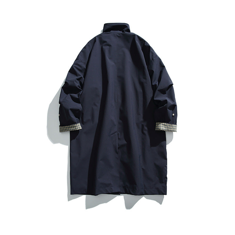 Herren übergroßer wasserdichter Trenchcoat mit Stehkragen und kariertem Futter Shop Nory