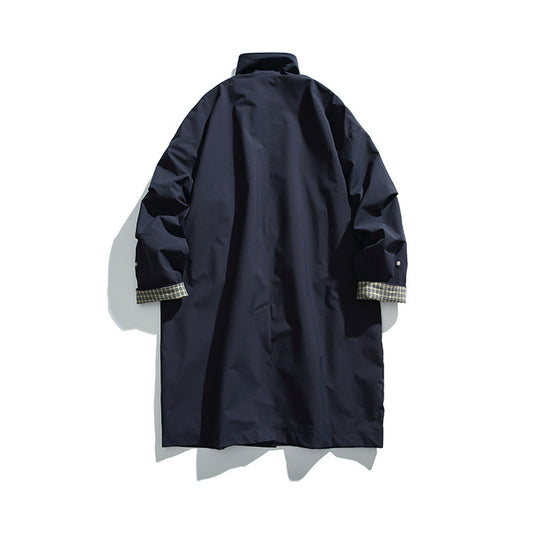 Herren übergroßer wasserdichter Trenchcoat mit Stehkragen und kariertem Futter Shop Nory