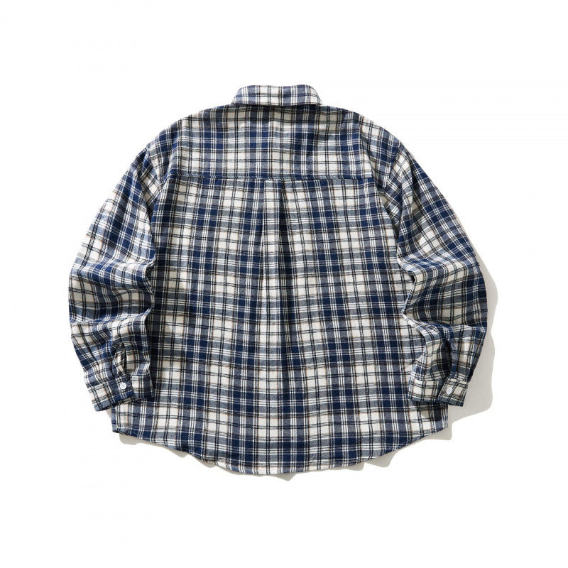 Unisex Oversized karierte Flanell-Hemdjacke mit Brusttasche und abgerundetem Saum Shop Nory
