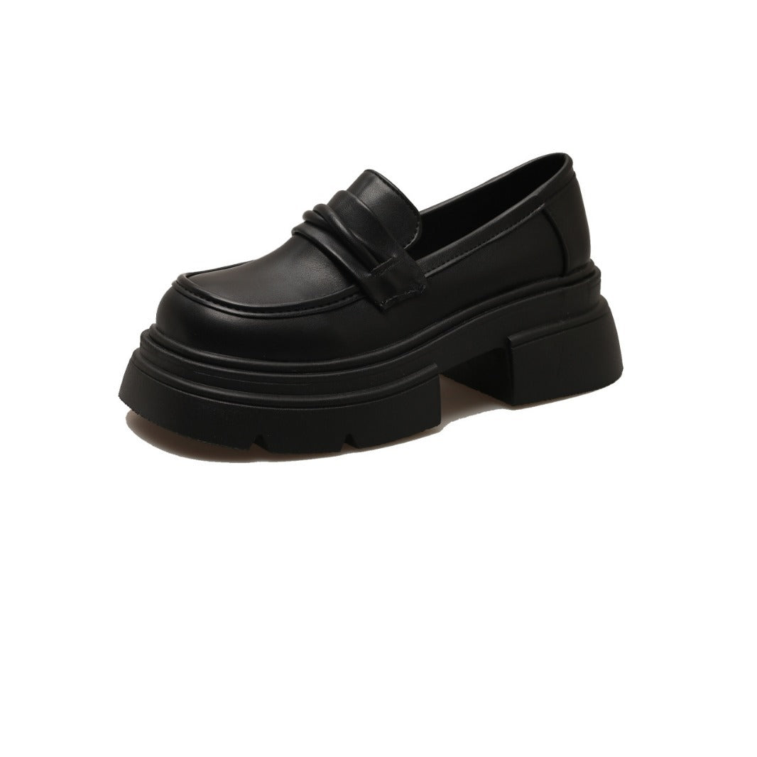 Damen Modische Loafers mit glänzender Oberfläche und robustem Plateau