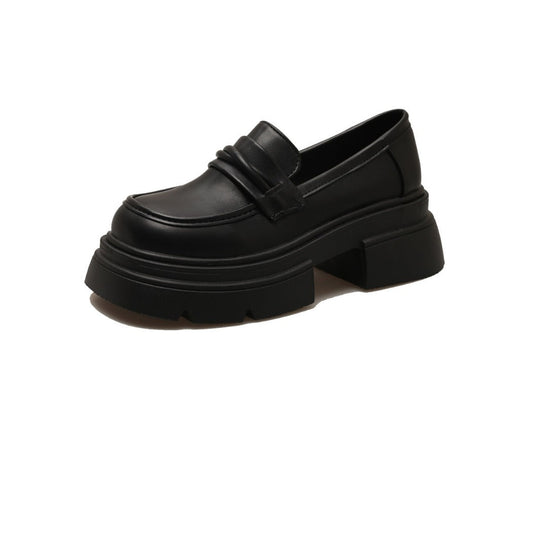 Damen Modische Loafers mit glänzender Oberfläche und robustem Plateau