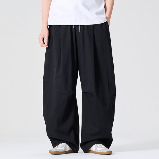 Herren Weite Relaxed-Fit Stoffhose mit Tunnelzug und Bundfalten Shop Nory