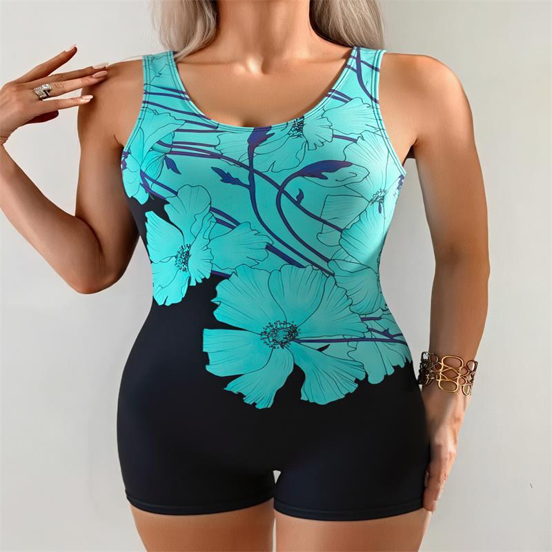 Damen Einteiler Badeanzug mit modernem Grafikdesign und elegantem Schnitt
