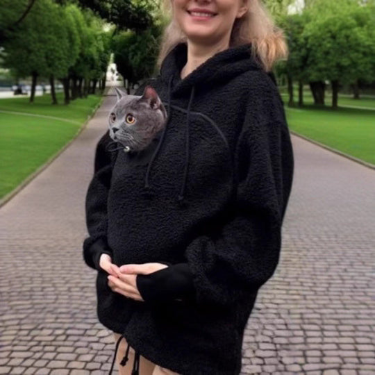 Damen Kapuzenpullover mit integrierter Katzenhöhle und extra weichem Fleece Shop Nory