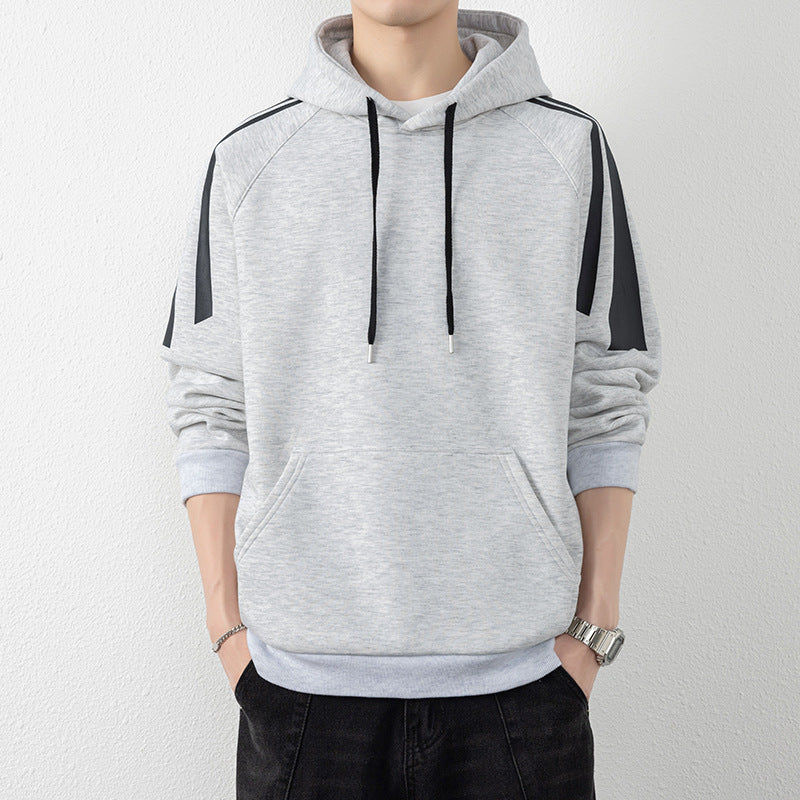 Herren Kapuzenpullover mit Raglanärmeln, Kängurutasche und Kontraststreifen Shop Nory