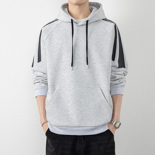 Herren Kapuzenpullover mit Raglanärmeln, Kängurutasche und Kontraststreifen Shop Nory