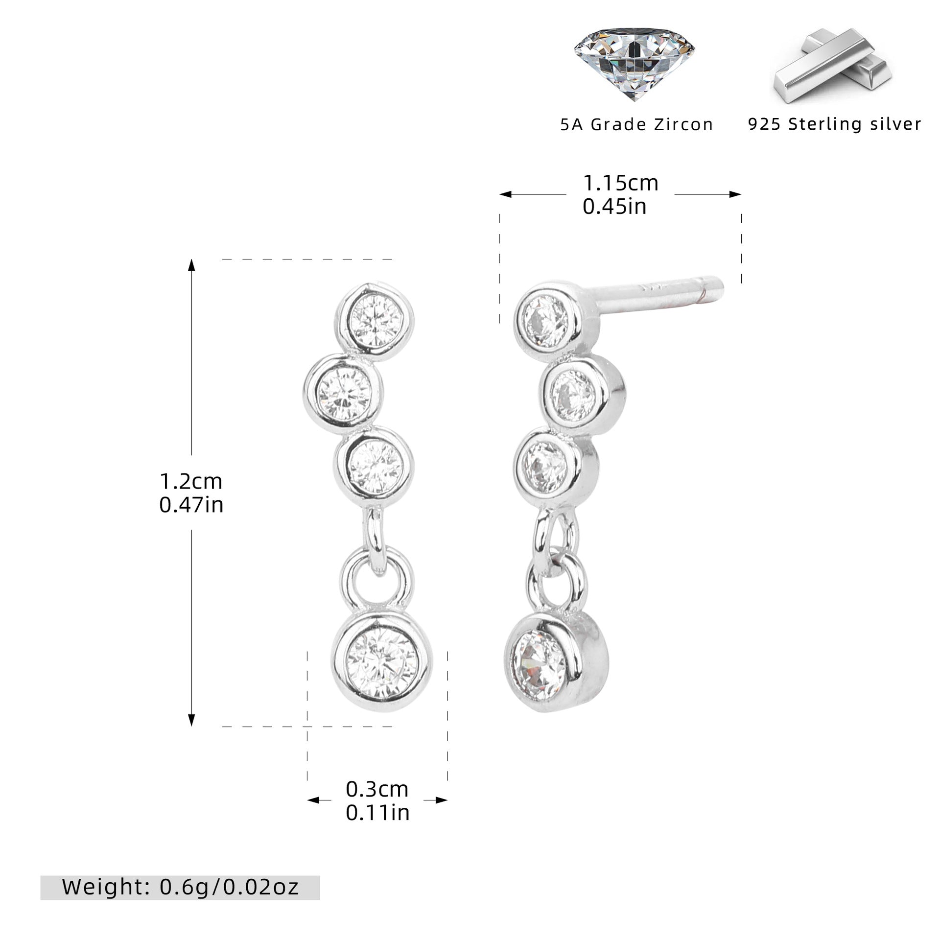 Damen Ohrhänger mit funkelnden Zirkonia in hochwertigem 925 Sterling Silber Shop Nory