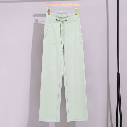 Damen Breite Baumwoll-Frottee-Loungehose mit hohem Bund und Tunnelzug Shop Nory