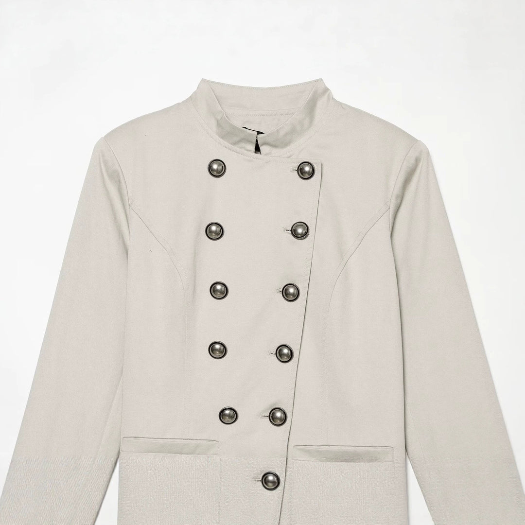 Damen Taillierter kurzblazer im Matrosen‑Military‑Stil mit Stehkragen und dekorativen Zierknöpfen Shop Nory