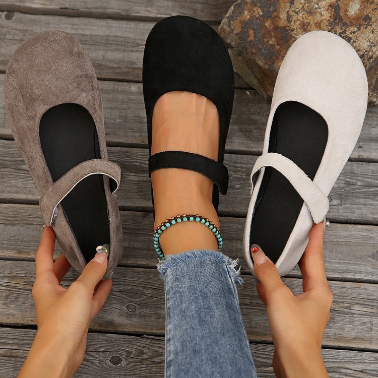 Damen Ballerinas mit verstellbarem Klettverschluss und weichem Obermaterial