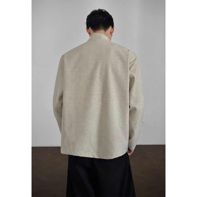 Herren Lässiger Longsleeve mit Stehkragen Shop Nory