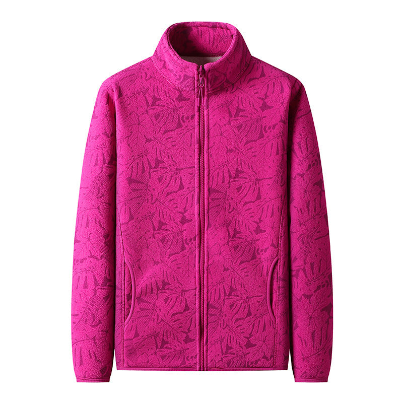 Damen Fleecejacke mit durchgehendem Reißverschluss und floraler Jacquard-Struktur Shop Nory