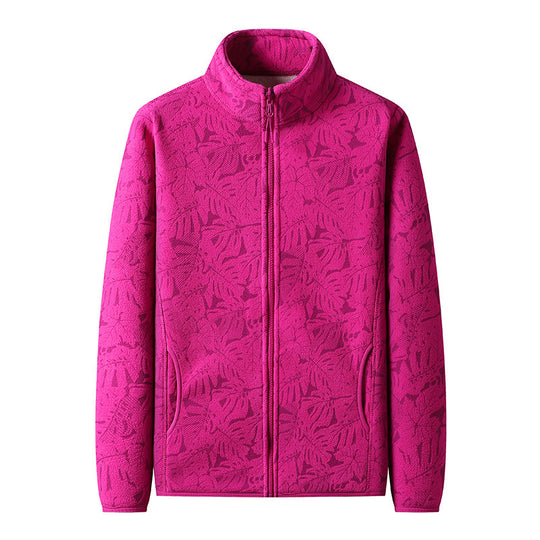 Damen Fleecejacke mit durchgehendem Reißverschluss und floraler Jacquard-Struktur Shop Nory