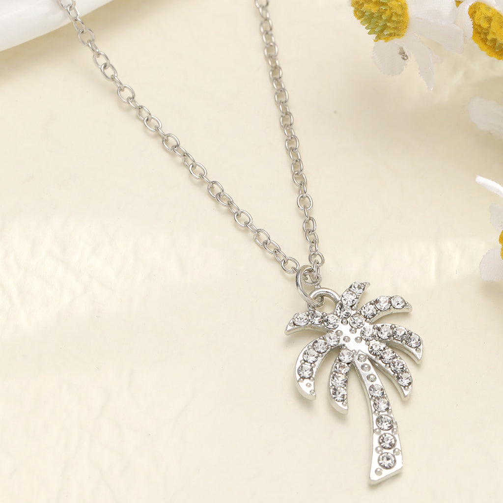 Damen Halskette mit glitzerndem Palmenanhänger Shop Nory
