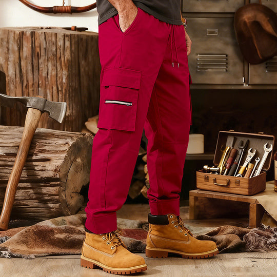 Herren Cargo-Jogginghose mit Multifunktionalen Reißverschluss-Taschen & Elastischem Bündchen Shop Nory